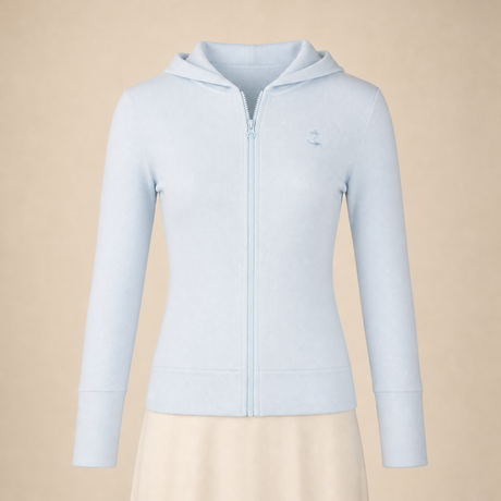 MNBFS77 WOMEN'S WAFFLE HOODIE / MNBFS77 WOMEN'S WAFFLE HOODI - POWDR BLUE - on model