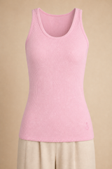 MNBFS78 WOMEN'S WAFFLE TANKTOP / MNBFS78 WOMEN'S WAFFLE TANK - SOFT PINK - on model