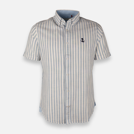 Men Striped Shirt Short Sleeve