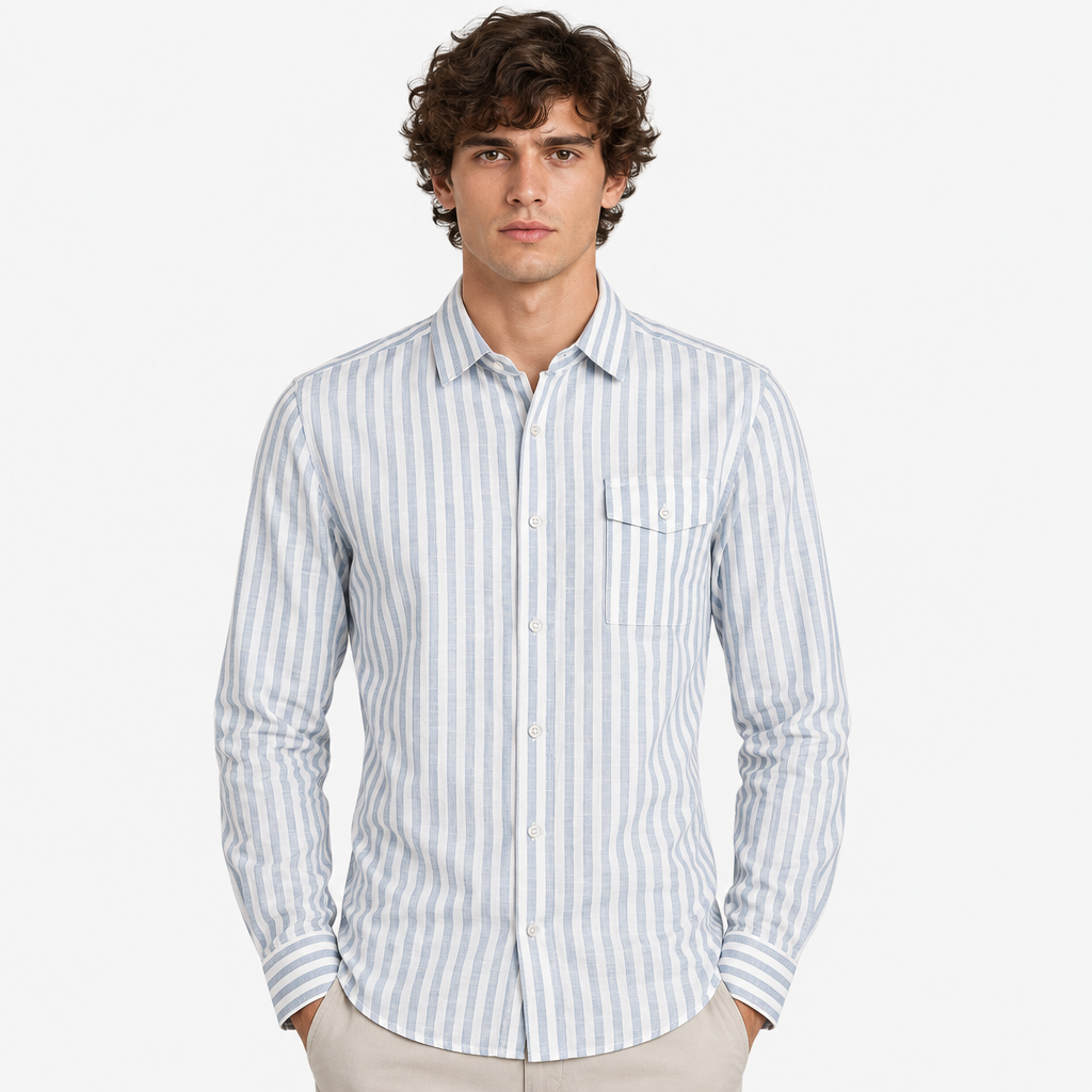 Men Striped Shirt Long Sleeve