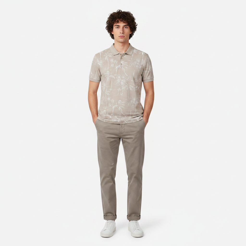 Men Casual Short Sleeve All-Over Print Polo