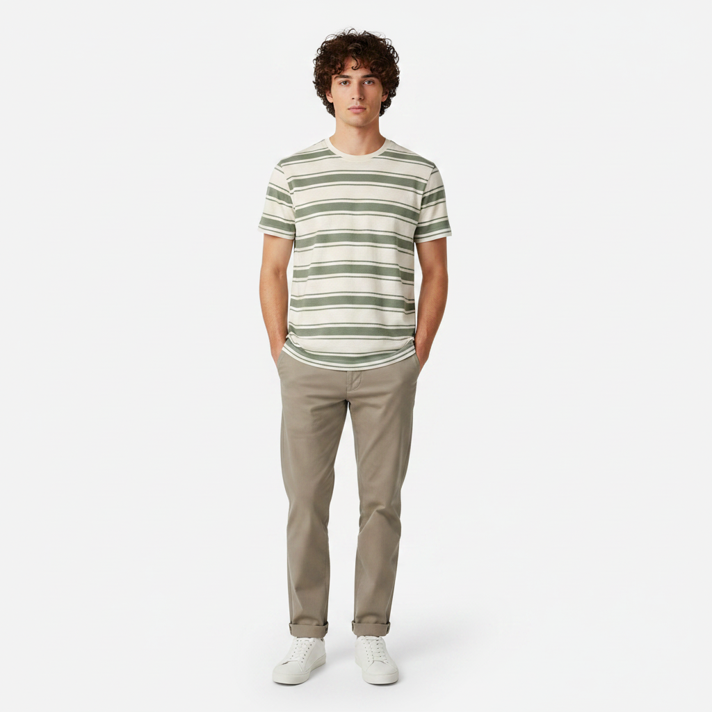 Men T-Shirt Round Neck Short Sleeve – Stripe