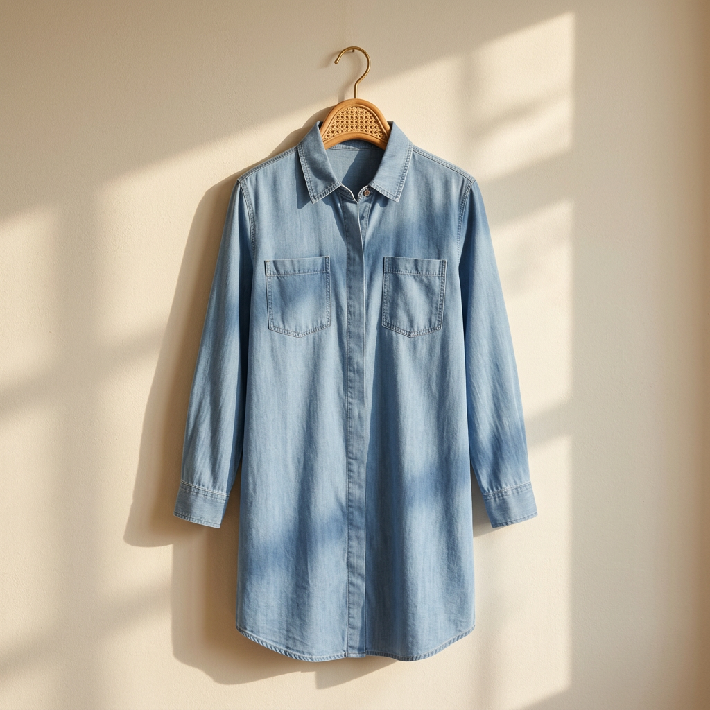 Women Long Sleeve Denim Long Shirt