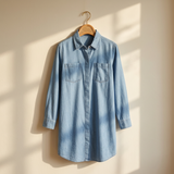 Women Long Sleeve Denim Long Shirt