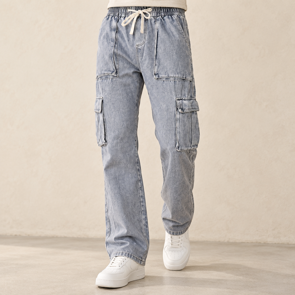 Men Denim Cargo Jogger Jeans