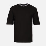 Men Over Size Jacquard T-Shirt R-Neck Short Sleeve