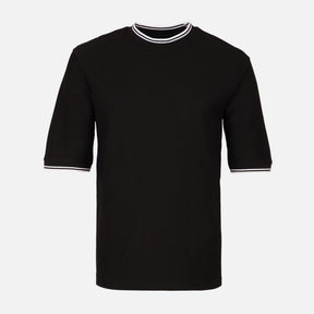 Men Over Size Jacquard T-Shirt R-Neck Short Sleeve