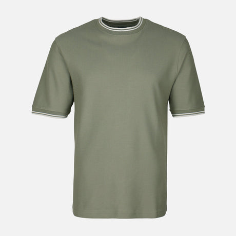 Men Over Size Jacquard T-Shirt R-Neck Short Sleeve
