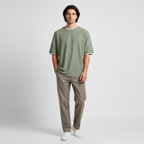 تيشيرت رجالي جاكار أوفر سايز بياقة دائرية وأكمام قصيرة