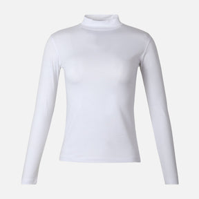 WOMEN BASIC COTTON HIGHNECK LONG SLEEVE TEE