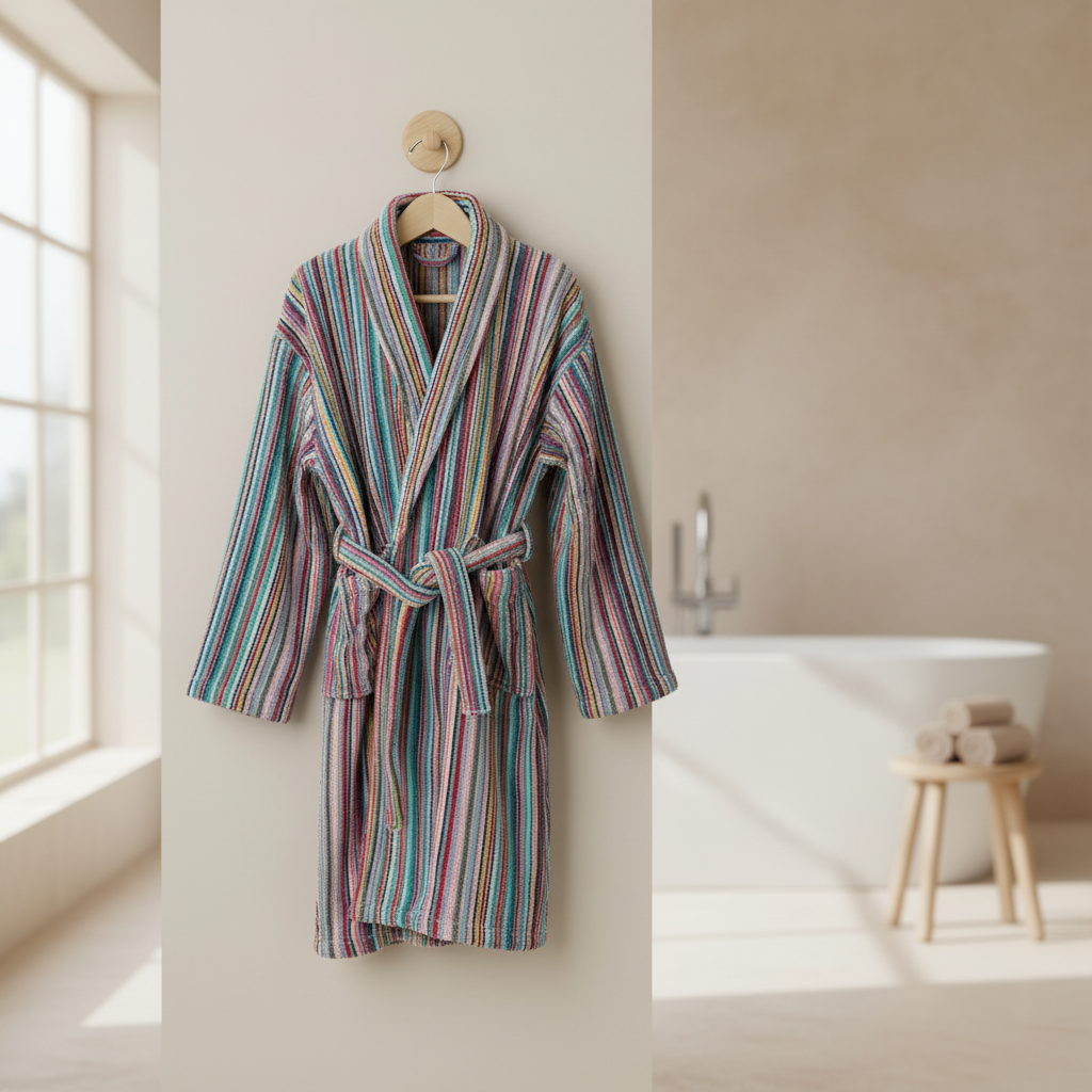 Remnanat Striped Bathrobe With Belt