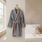 Remnanat Striped Bathrobe With Belt