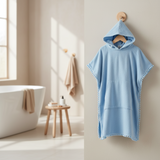 Ladies Hooded Poncho With Front Pocket & Pompom Trim