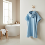 Ladies Hooded Poncho With Front Pocket & Pompom Trim