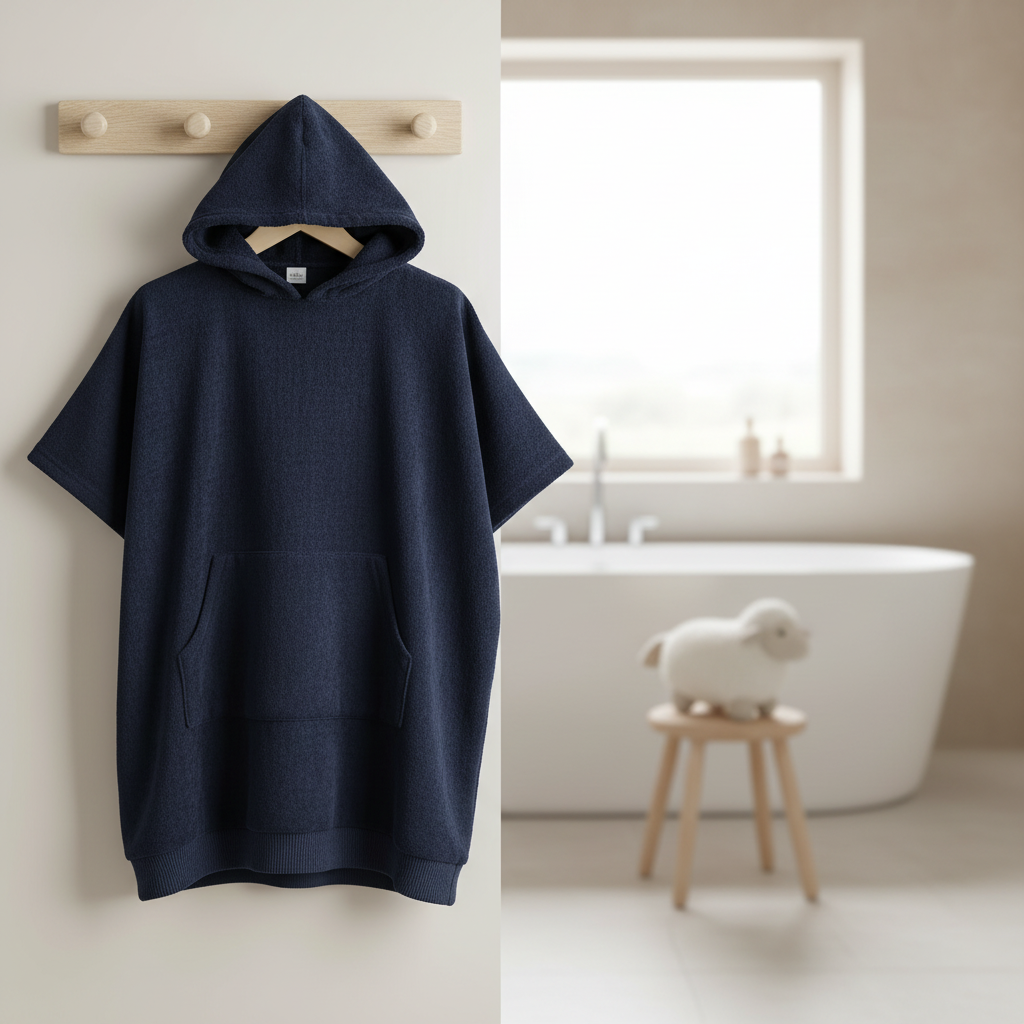 Men Hooded Poncho With Front Pocket