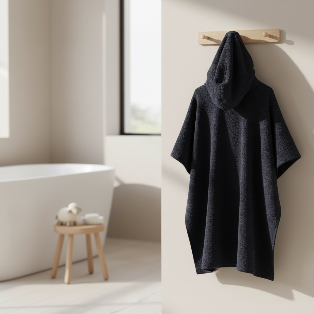 Men Hooded Poncho With Front Pocket