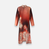 Rayon D-Print Midi Gown Long Sleeve