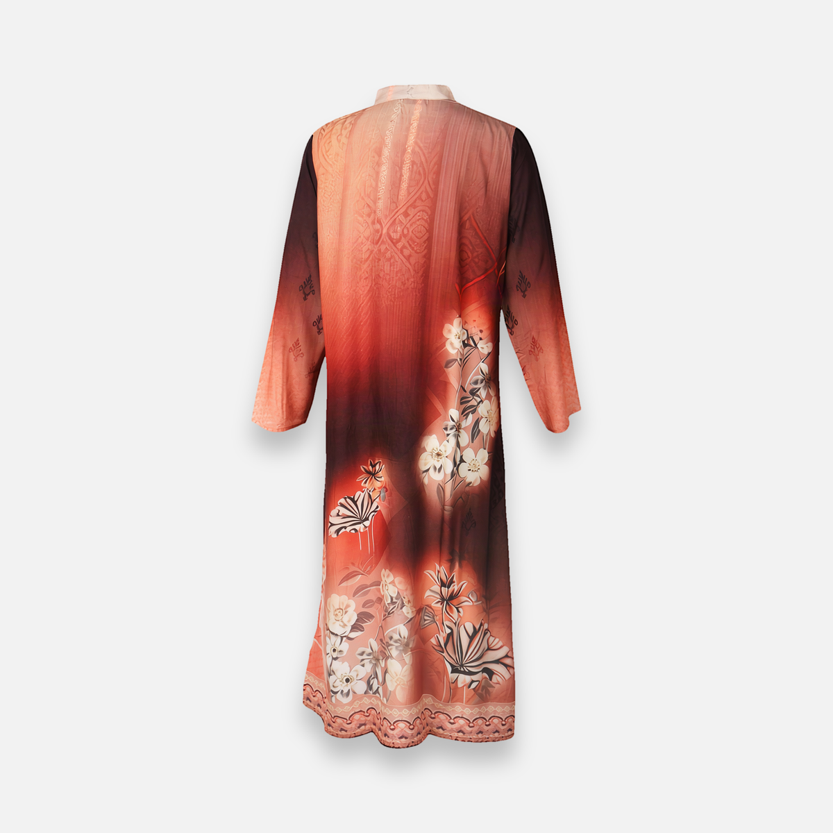 Rayon D-Print Midi Gown Long Sleeve