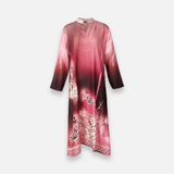Rayon D-Print Midi Gown Long Sleeve