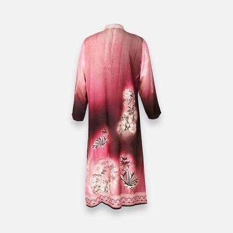 Rayon D-Print Midi Gown Long Sleeve