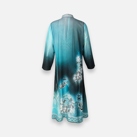 Rayon D-Print Midi Gown Long Sleeve