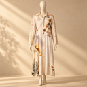 Rayon D-Print Midi Gown Long Sleeve
