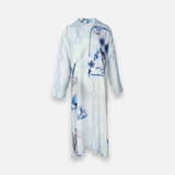 Rayon D-Print Midi Gown Long Sleeve
