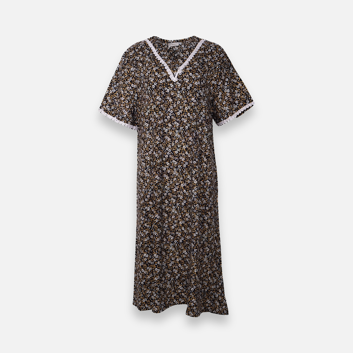 Rayon Pocket Middi Gown Short Sleeve