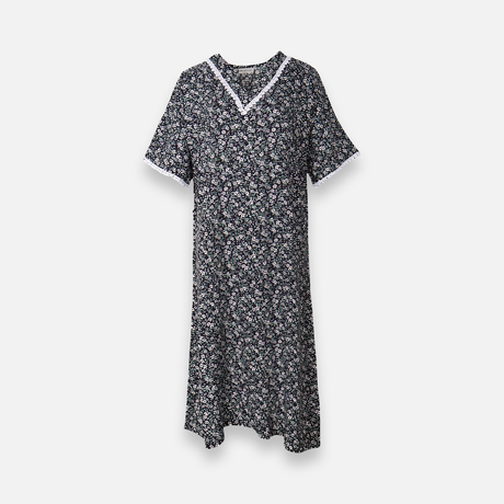 Rayon Pocket Middi Gown Short Sleeve
