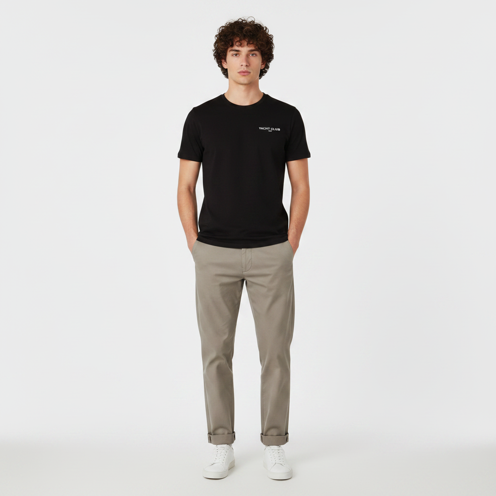 Men Basic Graphic T-Shirt Round Neck Short Sleeve