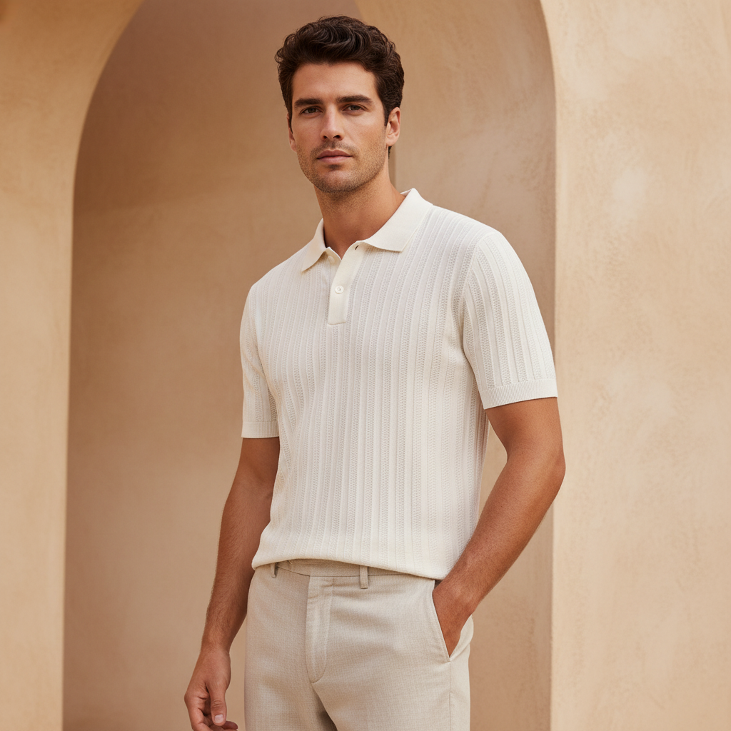 Mens Flat Knit Polo T-Shirt