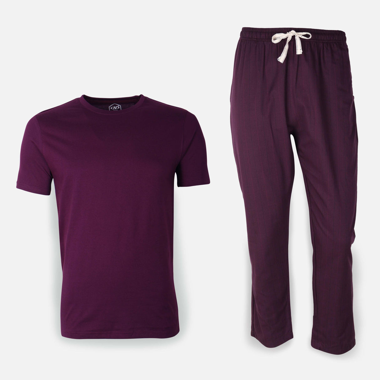 Men Pajama Set – Woven Pants & Basic T-Shirt