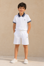 GYC-B016 BOYS POLO & SHORT SET / GYC-B016 BOYS POLO & SHORT - WHITE - on model