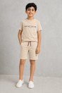 GYC-B017 BOYS T-SHIRT AND SHORT SET / GYC-B017 BOYS T-SHIRT - BEIGE - on model