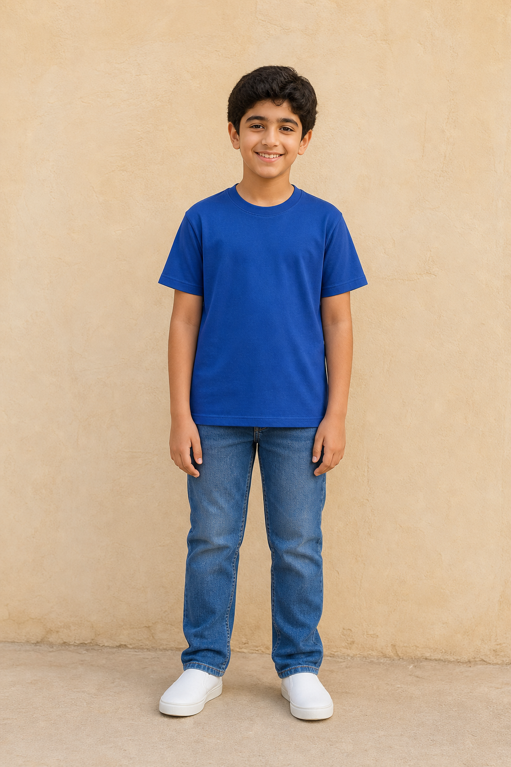 A02004-26 UNISEX SCHL T-SHIRT / A02004-26 UNISEX SCHL T-SHIR - ROYAL BLUE - on model