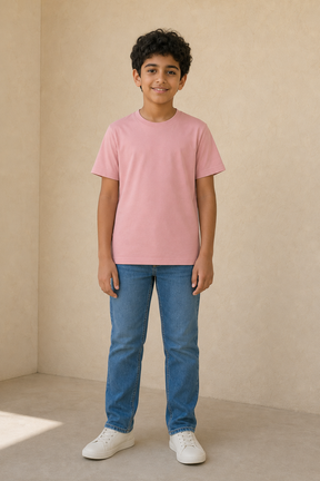 A02004-26 UNISEX SCHL T-SHIRT / A02004-26 UNISEX SCHL T-SHIR - PINK - on model