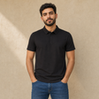 SMQ29 MENS SPORTS POLO SHIRT / SMQ29 MENS SPORTS POLO SHIRT - BLACK - on model