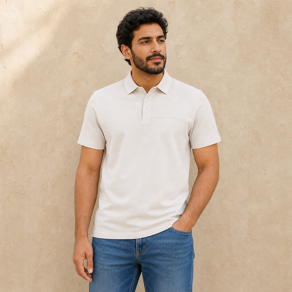 SMQ29 MENS SPORTS POLO SHIRT / SMQ29 MENS SPORTS POLO SHIRT - WHITE - on model