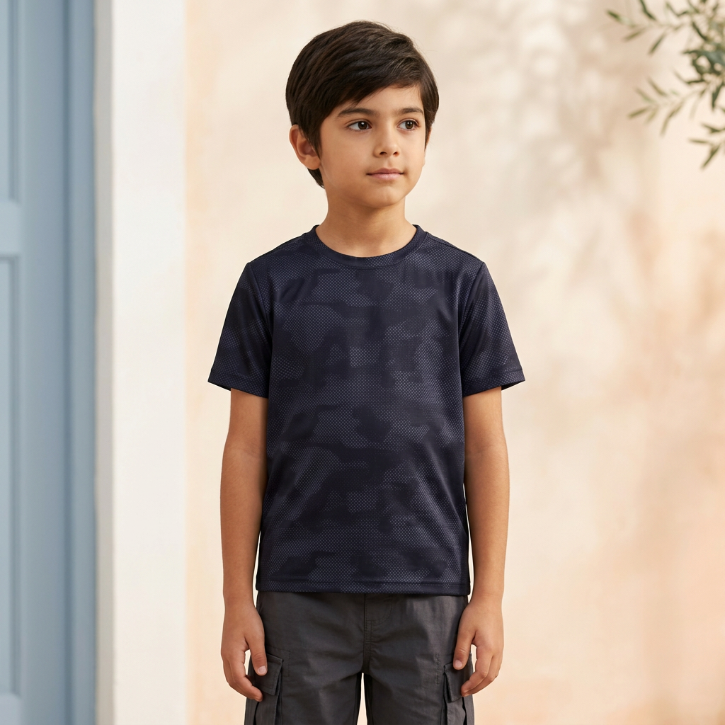 Boys Camo Print Sports T-Shirt