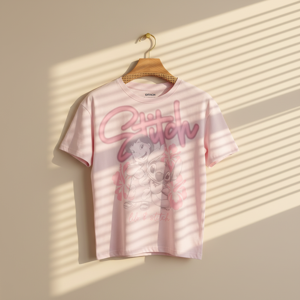 Women Relaxed Fit T-Shirt With Stitch Print