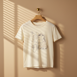 Women Regular Fit T-Shirt With Stitch Print
