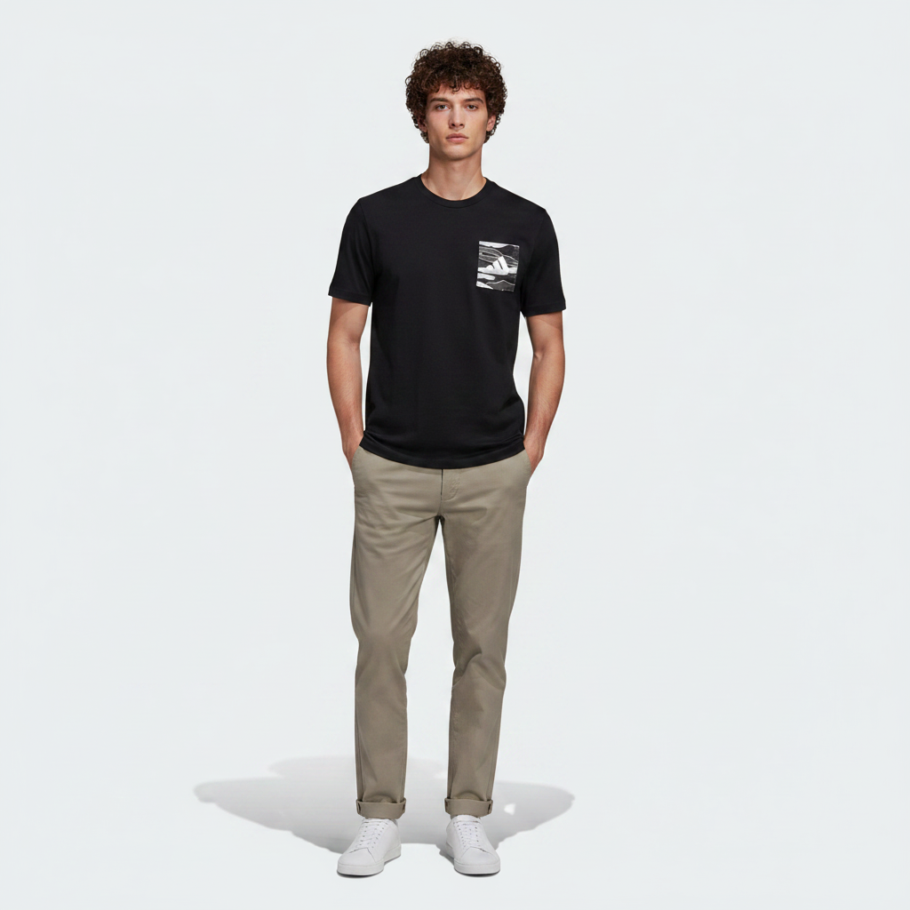 Men Camo Woven Pocket Graphic T-Shirt