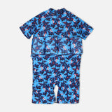 Boys Shark Print Floating Swimsuit Short Sleeve