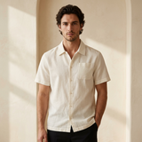 Men Short Sleeve Linen Casual Shirt