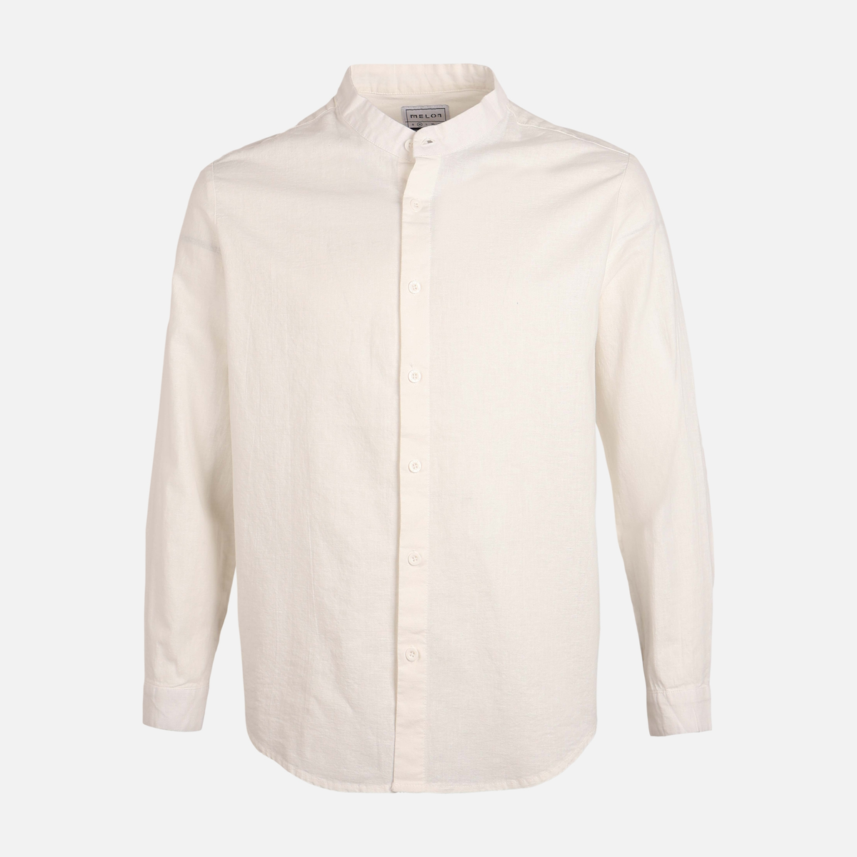 Men Linen Mandarin Collar Long Sleeve Shirt