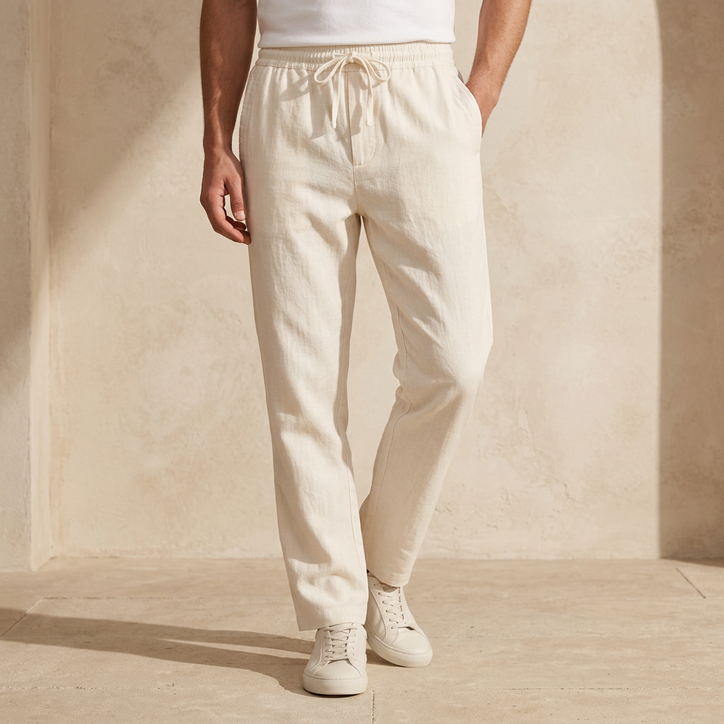 Men Linen Drawstring Pants