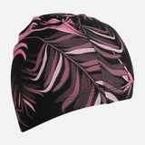 Adult Leaf Print Fabric Swimming Cap