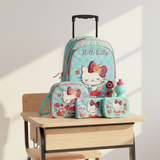 5 In 1 School Trolley Bag Set 18 Inches For Girls