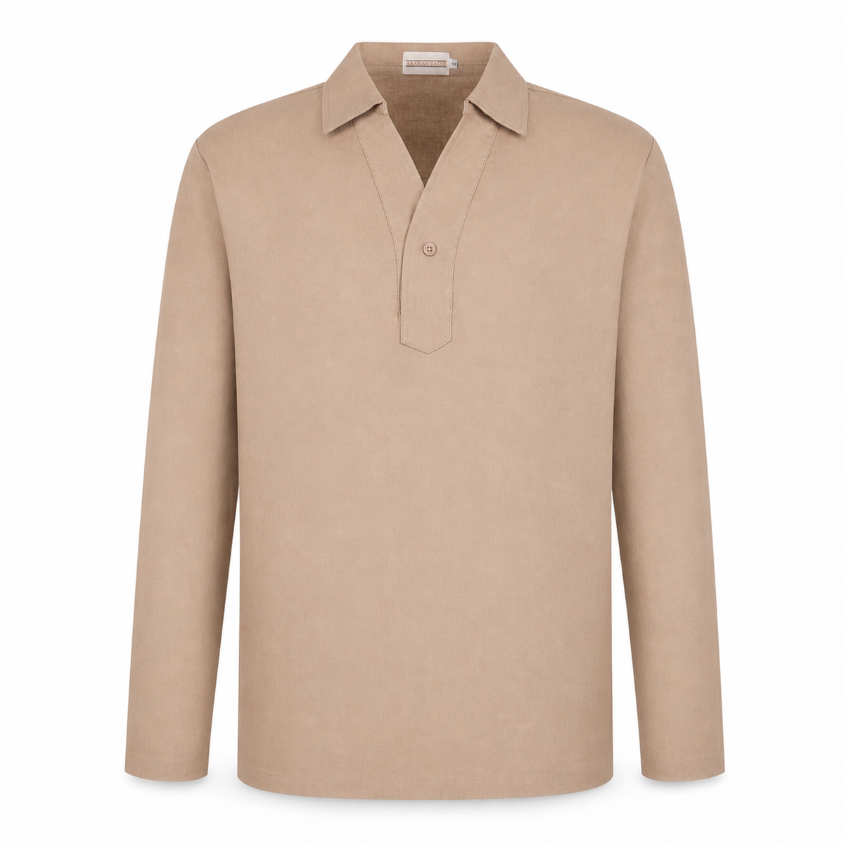 Men Linen Popover Shirt Long Sleeve