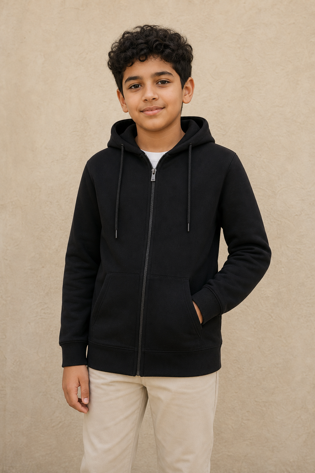 DT2605-B MENS CARDIGAN W/H / DT2605-B MENS CARDIGAN W/H - BLACK - on model